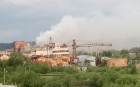 В Коми горел завод по изготовлению ДВП (фото)